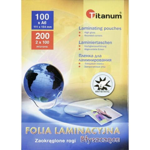 Folia do laminowania A6 przezroczysty 100mic. [mm:] 111x154 Titanum
