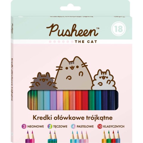 Kredki ołówkowe Pusheen 18 k ( 10 std, 2 neon+2 tęcza+ 5903235652042 18 kol. St.Right (4 pastel)