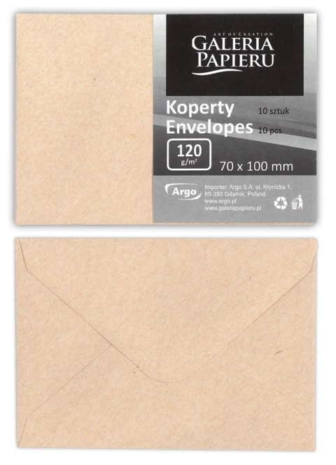 Koperta nature ciemnobeżowy beżowa [mm:] 70x100 Galeria Papieru (280421) 10 sztuk