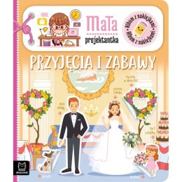 Książeczka edukacyjna Aksjomat Album z naklejkami. Mała projektantka. Przyjęcia i zabawy