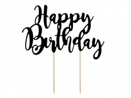 Dekoracja na tort Topper na tort Happy Birthday, czarny, 22,5cm Partydeco (KPT11-010)