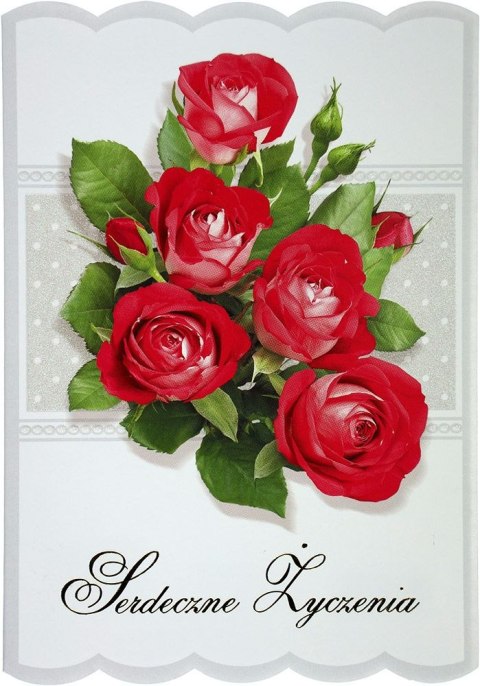 Kartka składana B6 brokat serdeczne życzenia (5902221800528)