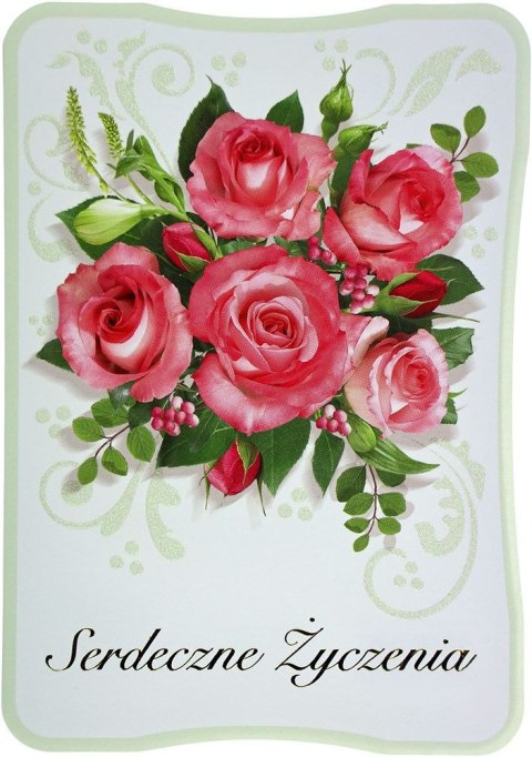 Kartka składana B6 brokat serdeczne życzenia (5902221800528)