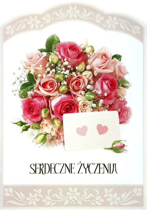 Kartka składana B6 brokat serdeczne życzenia (5902221800528)
