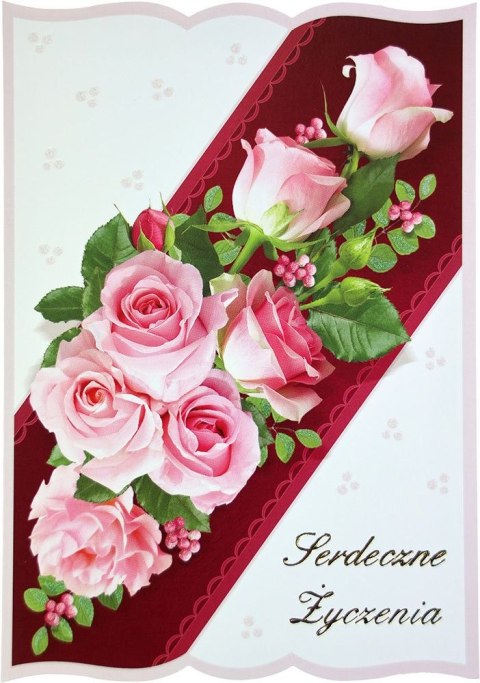 Kartka składana B6 brokat serdeczne życzenia (5902221800528)