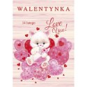 Kartka składana B6 brokatowa walentynka