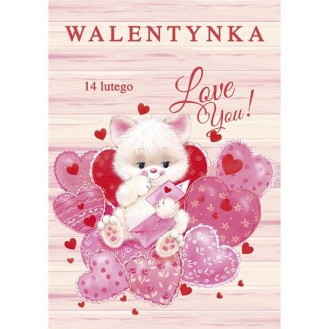 Kartka składana B6 brokatowa walentynka