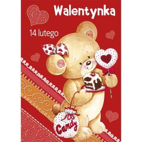 Kartka składana B6 brokatowa walentynka