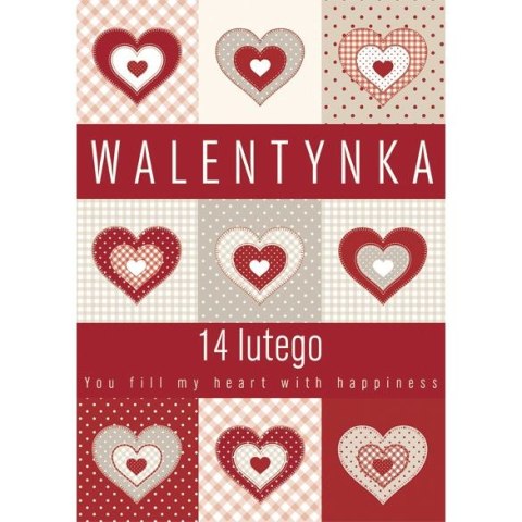 Kartka składana B6 brokatowa walentynka