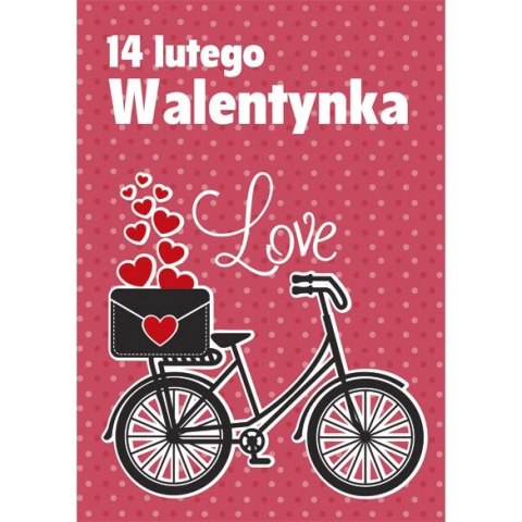 Kartka składana B6 brokatowa walentynka