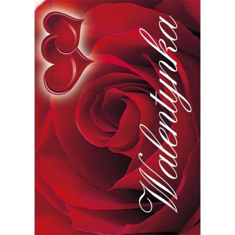 Kartka składana B6 brokatowa walentynka