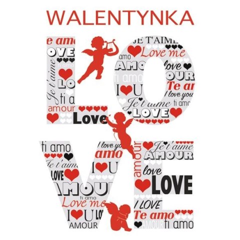 Kartka składana B6 brokatowa walentynka