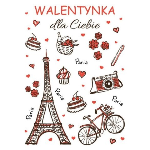 Kartka składana B6 brokatowa walentynka