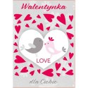 Kartka składana B6 brokatowa walentynka
