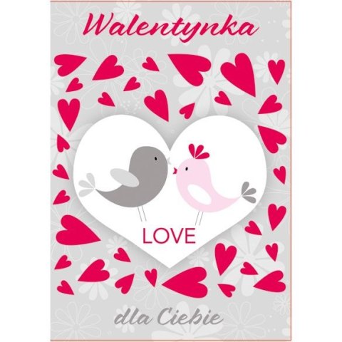 Kartka składana B6 brokatowa walentynka