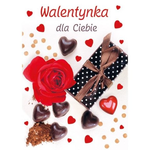 Kartka składana B6 brokatowa walentynka