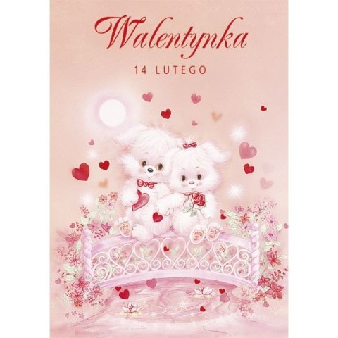 Kartka składana B6 brokatowa walentynka