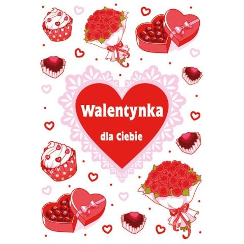 Kartka składana B6 brokatowa walentynka