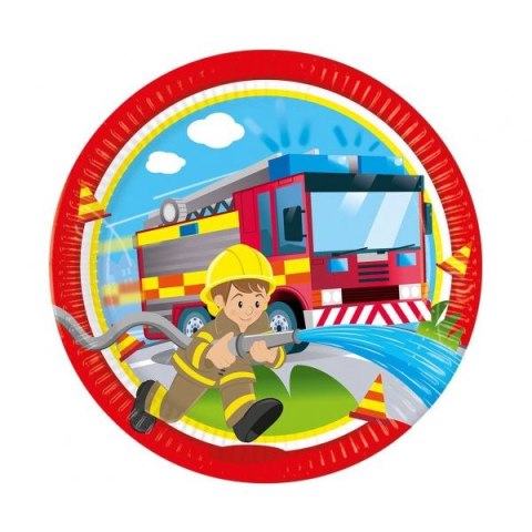 Talerz jednorazowy Straż pożarna papier śr. 230mm 8 szt Godan (94179)