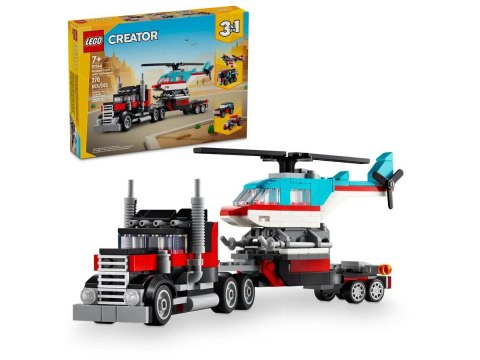 Klocki konstrukcyjne Creator Ciężarówka z platformą i helikopterem Lego (31146)