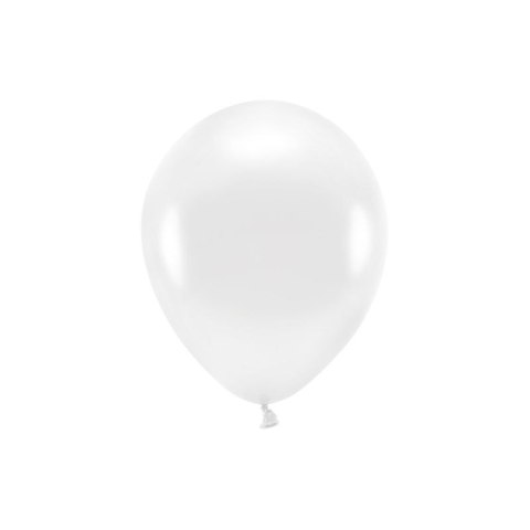 Balon gumowy Metalizowane Eco Balloons biały 260mm Partydeco (ECO26M-008)