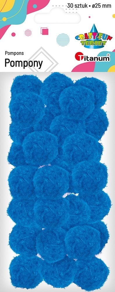 Pompony Craft-Fun Series poliestrowe niebieskie 30 szt Titanum