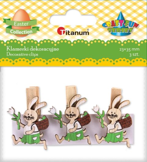 Ozdoba drewniana Craft-Fun Series klamerki króliki z koszykiem Titanum (2324040)