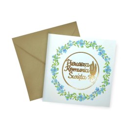 Kartka składana kw KARNET KW KOMUNIA Niezapominajka 3D Henry (5907465663243)