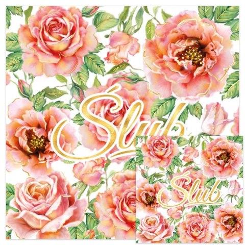 Kartka składana kw KARNET KWDU¯Y SLUB HS CHERBACIANE RÓŻE Henry (5907465667715)