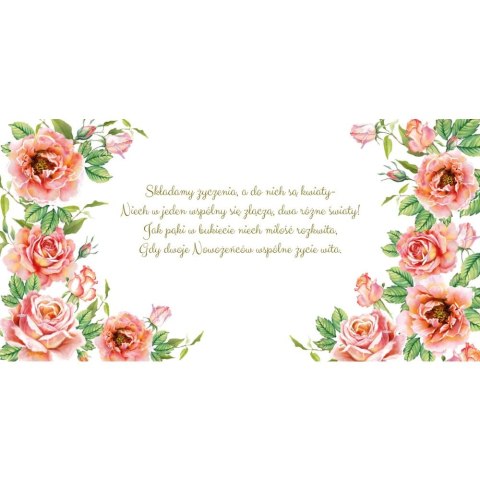 Kartka składana kw KARNET KWDU¯Y SLUB HS CHERBACIANE RÓŻE Henry (5907465667715)