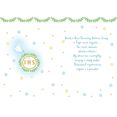 Kartka składana A5 Karnet A5 KOMUNIA GOŁAB NIEBIESKI Henry (5905701482634)