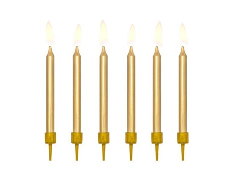 Świeczka urodzinowa gładkie w kolorze złotym metalizowanym 6cm/6szt. Partydeco (SCP-10-019ME)