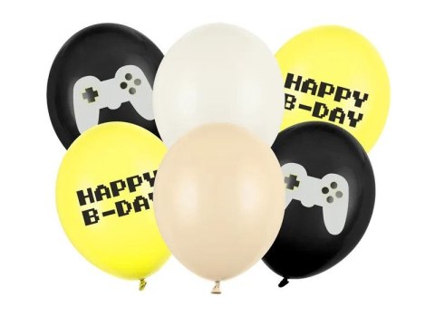 Balon gumowy Partydeco Happy B-day mix 300mm (SB14P-336-000-6)
