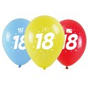 Balon gumowy z nadrukiem cyferki - 18 (3 szt.) mix 280mm Arpex (KB1993-18-9944)