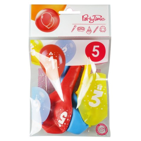 Balon gumowy z nadrukiem cyferki - 5 (3 szt.) mix 280mm Arpex (KB1948-5-9944)