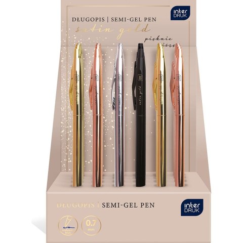 Długopis żelowy Satin Gold slim 1,00mm wkład niebieski 1,0mm Interdruk (5902277346834)