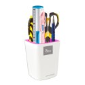Przybornik na biurko różowy biały plastik Tetis (BV405 (R))