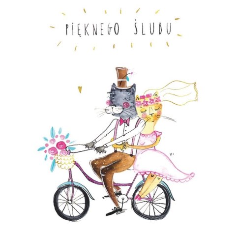 Kartka składana B6 KARNET B6 Ślub KOTY NA ROWERZE Henry (5907465665339)