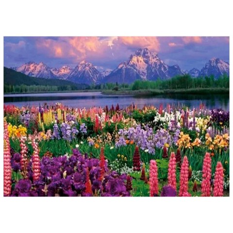 Zestaw kreatywny Diamentowa mozaika 30x40cm Pejzaż góry, rzeka i kwiecista łąka Flamingo Line (TGC70028)