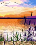 Zestaw kreatywny Malowanie po numerach 40x50cm Zachód słońca nad jeziorem Flamingo Line (fsy024)