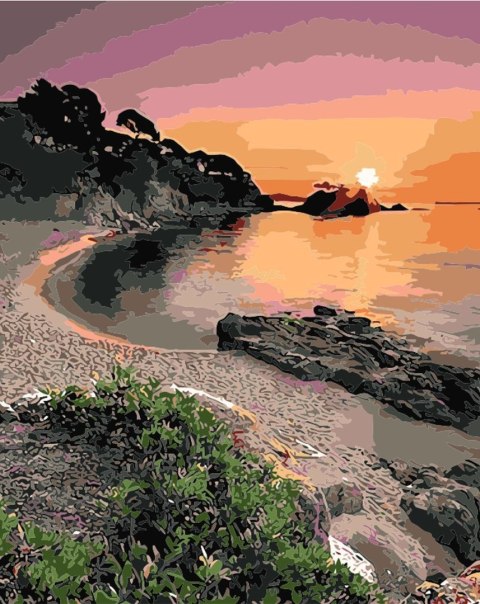 Zestaw kreatywny Malowanie po numerach 40x50cm Zachód słońca nad morzem, klify Flamingo Line (fys298)