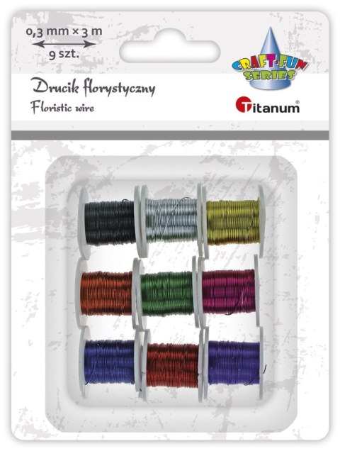Drucik Craft-Fun Series florystyczny 9szt/0,3mmx3m kolor: mix metalizowany 300mm 3 m Titanum