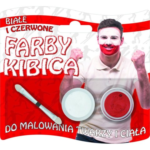 Farba do malowania twarzy dla kibica biała/czerwona 2 kolor. Titanum
