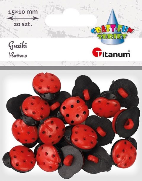 Guziki Craft-Fun Series plastikowe biedronka 1,5x1cm 20 szt Titanum (24BR0202-24)