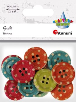 Guziki Craft-Fun Series drewniane okrągłe 20mm mix 12 szt Titanum