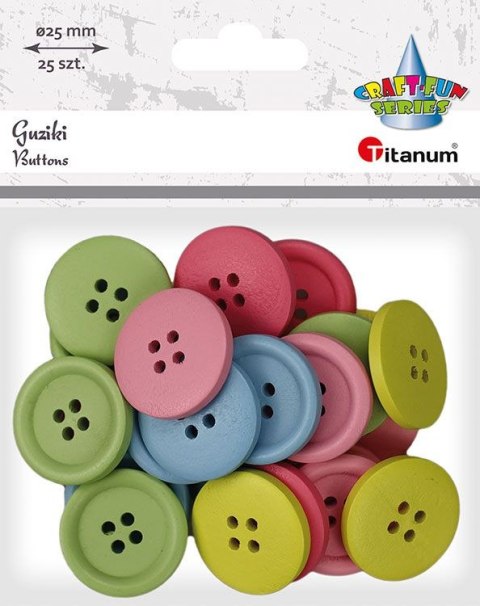 Guziki Craft-Fun Series plastikowe okrągłe 25mm mix 25 szt Titanum