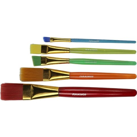 Pędzel akrylowy uchwyt zestaw 5 szt. Flamingo (PS-04)