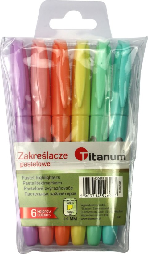 Zakreślacz wkład 6 kolorów 1-4mm Titanum (T01060486)