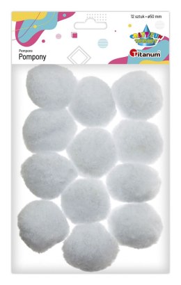 Pompony Craft-Fun Series 50mm białe 12 szt Titanum