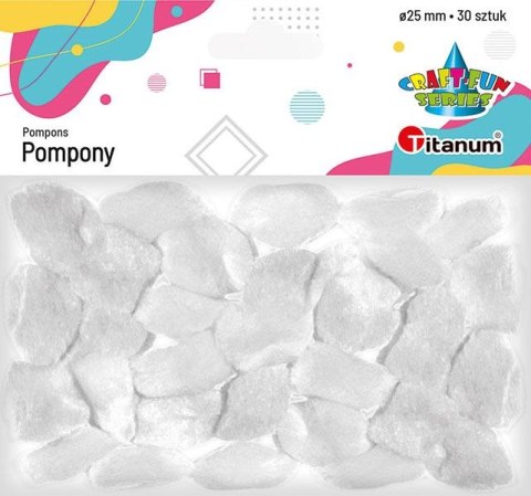Pompony Craft-Fun Series akrylowe białe 30 szt Titanum